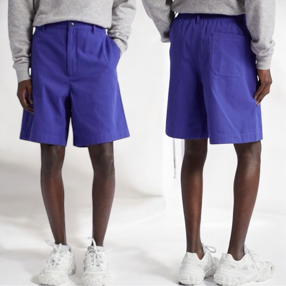 Acne Studios Oversize Cotton Blend Shorts in Electric Purple